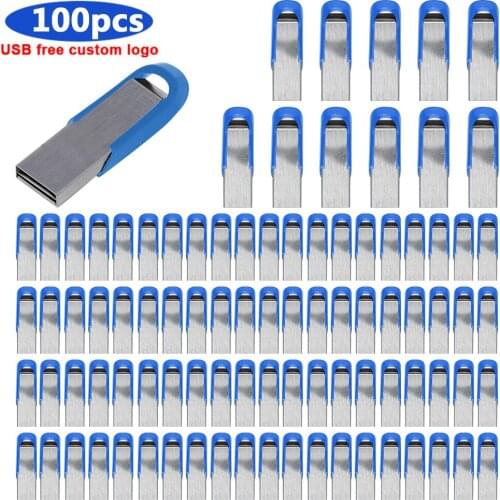 100pcs/lot USB Flash Drive flash disk Pen drive 32GB 16GB 8GB 4GB memory stick 64GB USB 2.0 Flash USB Mini metal Stick pen drive