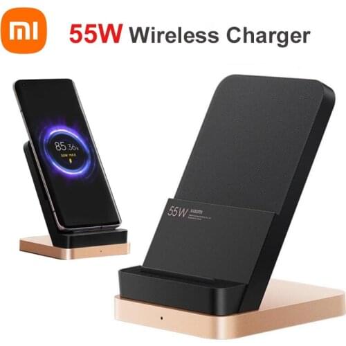 Xiaomi 55W Vertical Air-cooled Wireless Charger Max Flash Charging Qi Stand Horizontal For Xiaomi 10 Pro For iPhone