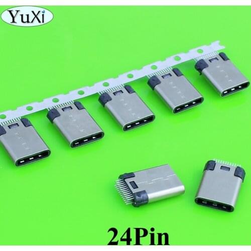 YuXi 2-5pcs/lot DIY 24pin USB 3.1 Type C USB-C Male / Female welding soldering Plug Connector jack SMT type