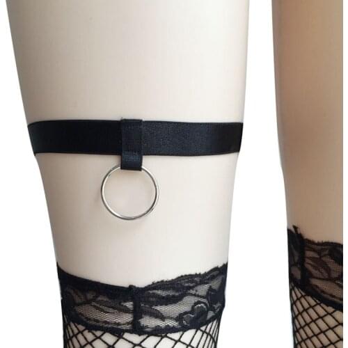 Harajuku goth spandex metal clip garter sexy garter belt 90s body harness lingerie BDSM bondage black body garter