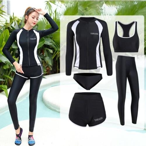 Swimwear Women Long Sleeve Swimsuit Girl Rash Guard Surf Shirt Swimming Suit For 2019 Drying Pants Dress Viscose Solid Rashguard