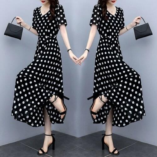 Summer Womens Maxi Dress 2021 New Elegant Fashion Beach Korean Style Casual Print Robe High Waist Long Skirt Plus Size Clothes