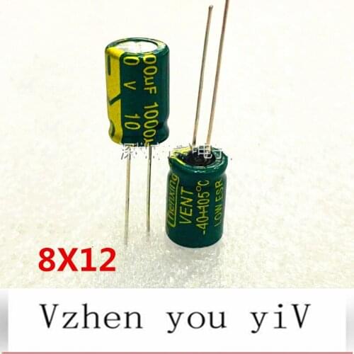 10-100pcs /lot high frequency low resistance high temperature resistant plug-in electrolytic capacitor 1000uf 10V 8X12mm