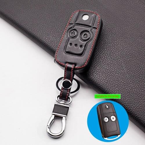 100% Leather Car Key Case Protector For Honda CRV Civic Accord Jazz HRV 2 Button fold Remote Control Key Cover Fob