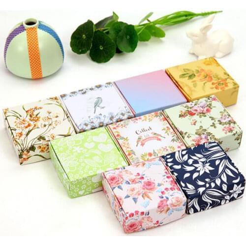 100pcs Printed Kraft Paper Gift Boxes Square Handmade Soap Packaging Box Small Jewelry/Cookies/Candy Display Paper Boxes