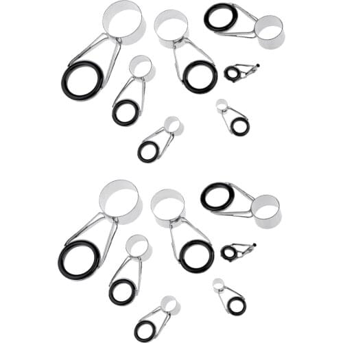 14Pcs/set Ceramic Ring Eyes Fishing Rod Tip Guides Free Stainless Steel Frame Dropshipping