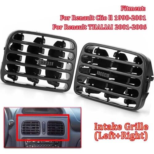2PCS ABS Car Interior Center Console Air Vent Air Jet Intake Grille For Renault Clio II 1998-2001 THALIA I 2001-2006 Black