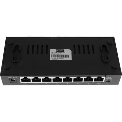 8 Port Gigabit Switch 10/100/1000Mbps RJ45 LAN Ethernet Fast Desktop Network Switching Hub Without Power Adapter Black
