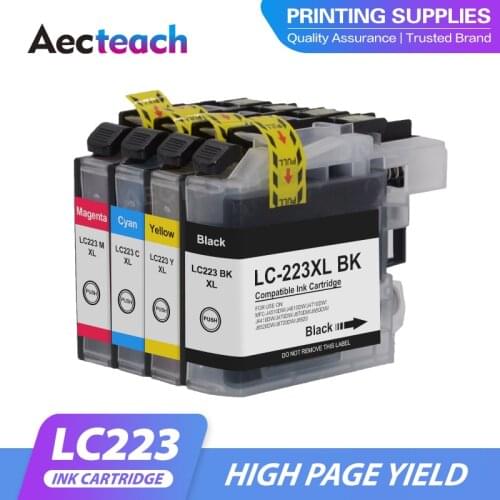 Aecteach new LC223 Ink Cartridge LC 223 LC223XL Compatible For Brother DCP-J562DW DCP-J4120DW MFC-J480DW MFC-J680DW MFC-J880DW