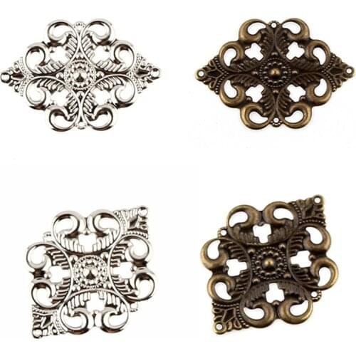 30Pcs Filigree Connectors Embellishments Decoration DIY For Jewelry Accessories Findings 30x42mm