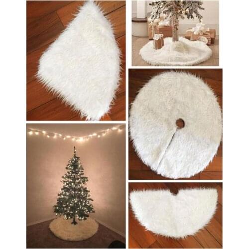 White Plush Christmas Tree Skirt Fur Carpet Merry Christmas Decorations for Home Natal Tree Skirts Floor Mat New Year Decoration