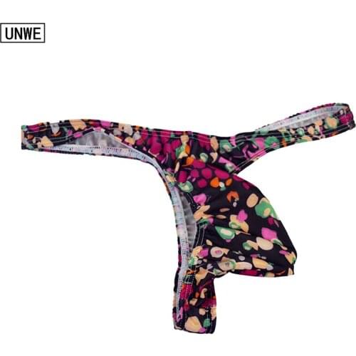 Big Penis Pouch Mens Sexy G-string Underwear Floral Swimming Material Thong Gay Erotic T-back