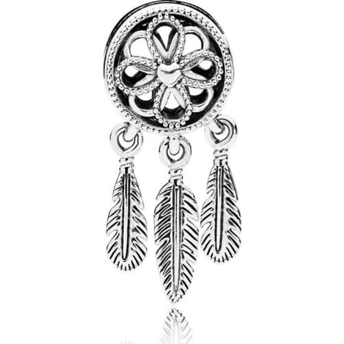 Spiritual Dream Catcher Dangle Charm Bead for Women Bracelet Bangle Lady Dangle Authentic S925 Silver DIY Jewelry