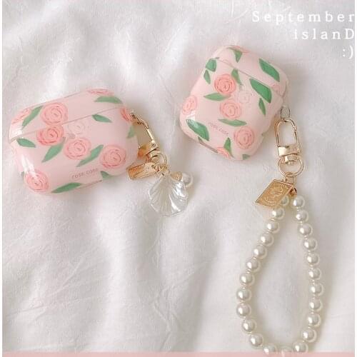 Luxury Rose Flower Case for Apple Airpods 1 2 3 Bracelet Chain Case for AirPods Pro Bluetooth Earphone Accessories