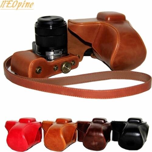 PU Leather Case for For Sony NEX-5T NEX-5R NEX-5N NEX 5 5T 5C NEX5R NEX5N camera bag cover with 18-55mm lens