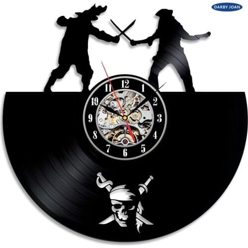 Pirates of the Caribbean Theme Black Vinyl Decorative Clock saat