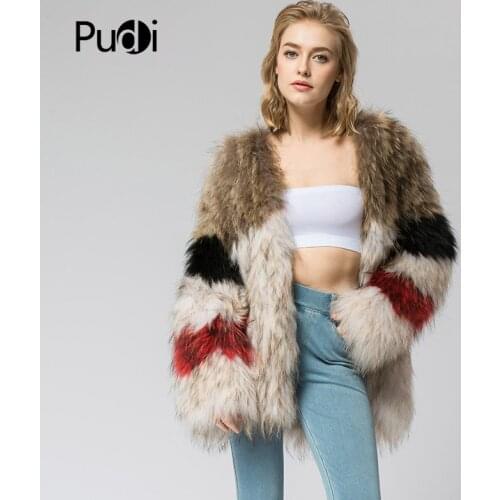 CR057 Knit Knitted 100% Real Raccoon Fur Coat Jacket Overcoat Womens Fashion Winter Warm Genuine Fur Coat Ourwear