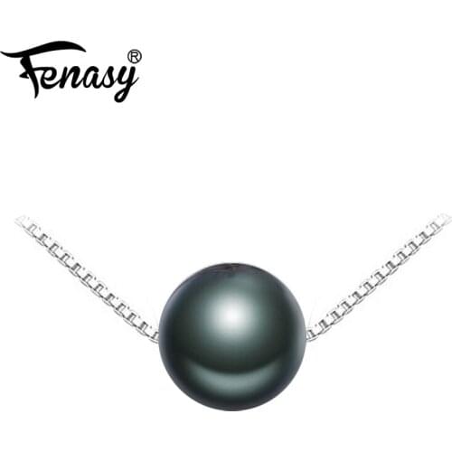 FENASY Brand Jewelry Natural Round Tahitian Pearl Necklace S925 sterling silver jewelry charms Necklaces for women