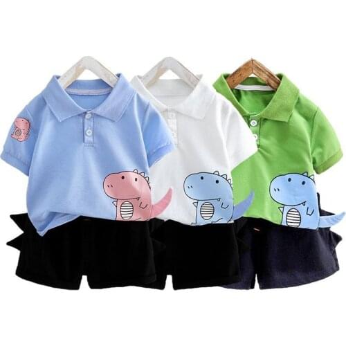 Boy Clothes Dinosaur T-shirt Clothing Suit 2 Piece Set For Children Summer Outfits Toddler Boys Girls Clothing For Kids Wear