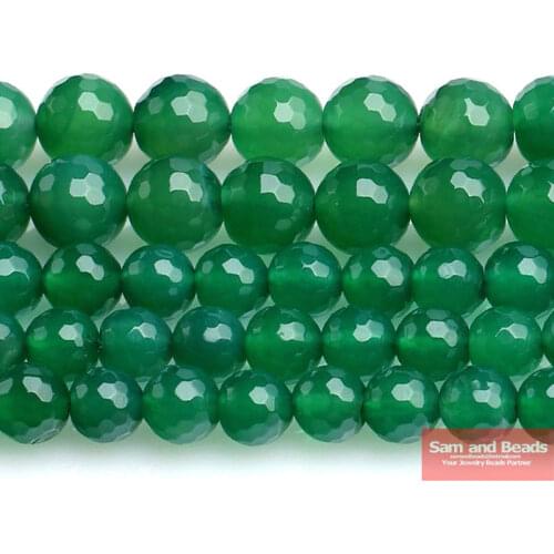 Natural Stone Faceted Green Chalcedony Beads 16" Strand 6 8 10 12MM Pick Size For Bracelet Necklace Making FGAB02
