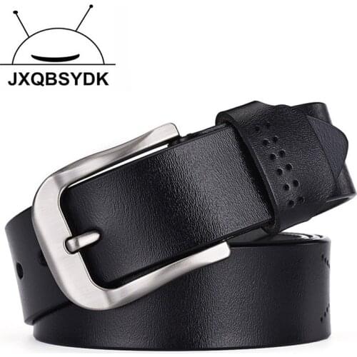JXQBSYDK Luxury Brand Vintage Designer Pin Buckle High Quality Genuine Leather Belts for Male Belts 2020
