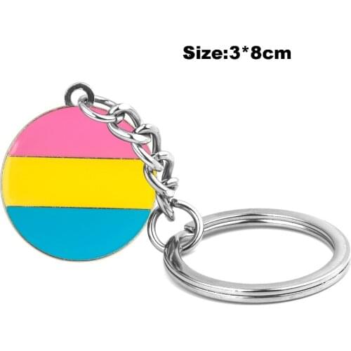 LGBT Pansexual Pride Round Keychain Metal Keyring Fashion Jewelry for Lovers XY0313-K