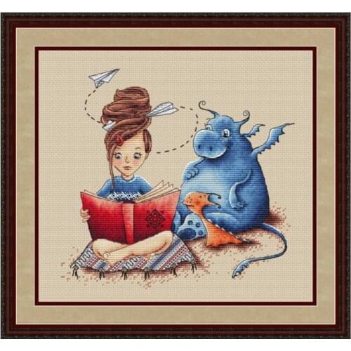 Linen fabric Gril with animial Cross Stitch Kit Packages Counted Cross-Stitching Kits New Pattern Cross stich Painting Set