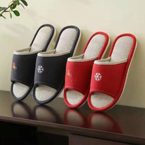 New four seasons linen slippers womens summer home soft bottom antiskid couple cotton hemp floor slippers