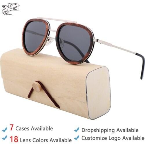 Men Pilot Wood Polarized Glasses Brand Style Sunglasses Shades Polaroid Sun Glasses for Men Fishing Metal Frame Sunglasses GB136