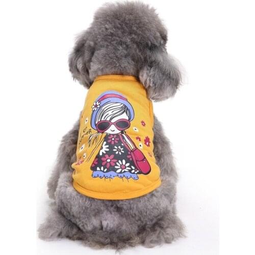 New Pet Dog Shirt Soft Cotton Dog Clothes Vest Cat Spring Sweatshirt Clothing Yellow Lady Girls Cat Clothes for Small Dogs XL