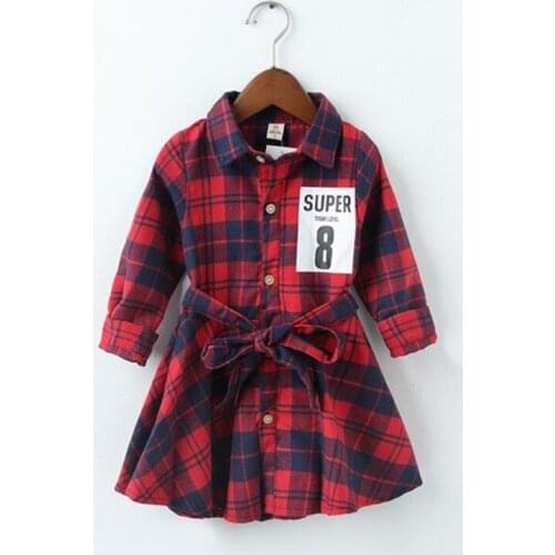 Baby girl dress Europe and America style dress applique number plaid long sleeve dress baby girl casual Christmas ball gown