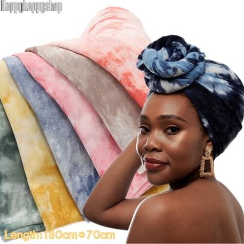 Tie-dyed Scarf for Women African Turban Wraps Headband Long Hair Scarf Muslim Hijab Headscarves Bandanas Cap India Headwear