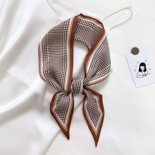 Bag Silk Scarf Leopard Design Print Leopard Skinny Scarves Foulard Women Neckerchief Band Hairband 2021 Spring Accessories Tie