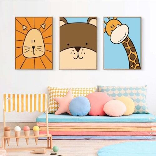 Nordic Modern Abstract Cartoon Poster Wall Art Canvas Painting Animal Picture HD Print For The Decoration Of Childrens Room