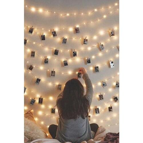 LED Light 5 Meters With Yellow Battery + 25pcs Small Pegs Romantic Dear Friend Gift Photo Picture Style Memory