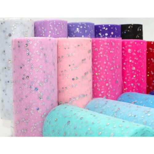 10 Yards 15cm Tulle Roll Glitter Sequin Organza Tutu Fabric Wedding Decoration Tulle White Tulle Birthday Party Supplies