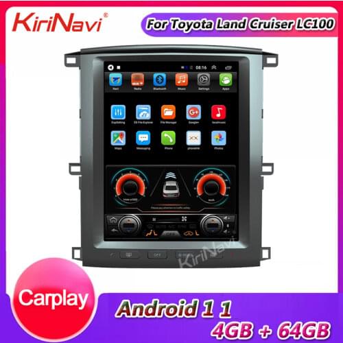 KiriNavi Vertical Screen Tesla Style 12.1" Android 9.0 Car Radio For Toyota Land Cruiser LC100 Auto GPS Navigation DVD 2003-2007