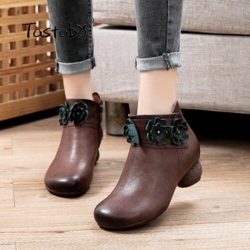 Women Round Toe Pearl Zipper Ankle Boots Lace Pump Sexy Heels Female Autumn Ladies Flock Elegant Fashion Shoes S62506