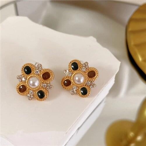 Top Cute New 2021 Hot Black Fashion Pearl Jewelry Black Flower Earrings Camellia Design Date Wedding Party Fine Luxury Brand
