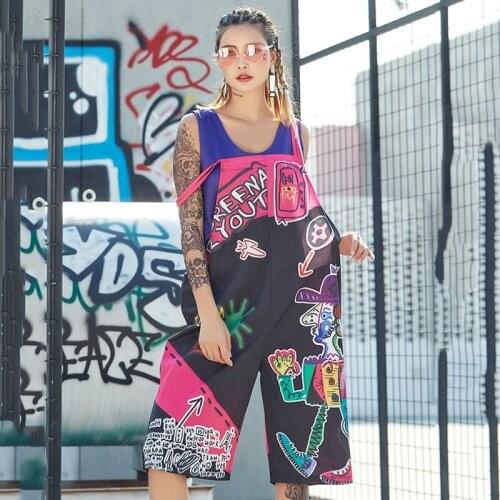 Hip Hop Costume Cartoon Sling Jumpsuit Women Street Dance Clothing Nightclub Singer Dj Stage Outfit Jazz Dancing Wear DT908