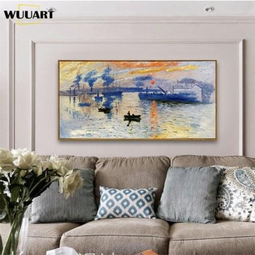 100%Hand-painted Impressionist Monet sunrise abstract oil painting art Picture for the home decoration canvas painting no framed