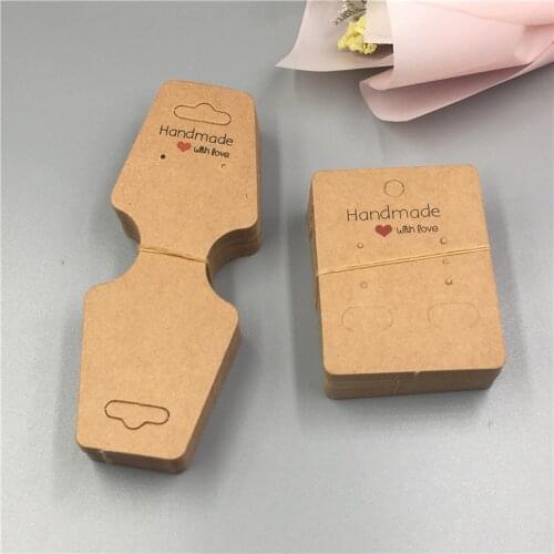 100pcs Kraft Paper Folded Handmade Jewelry Cards Necklace Earring Bracelets Jewelry Packing Display Cards