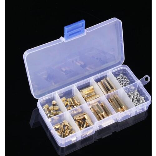 120Pcs M3 Brass Male Female Hex Standoff Spacer Column Pillar Stud PCB Motherboard Pan Head Cross Screw Hex Nut Assortment Kit