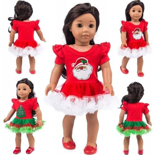 18 inch Doll Christmas Dress With Hat Our Generation Underwear Fashion Snow Clothes For 43 Cm Baby New Born Dolls