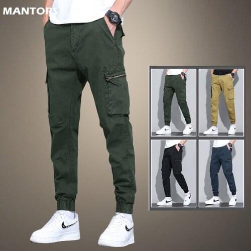 2021 Brand Mens Cargo Pants Cotton Casual Trousers Male Multi-pocket Drawstring Jogger Pants Hip Hop Streetwear Mens Bottoms New