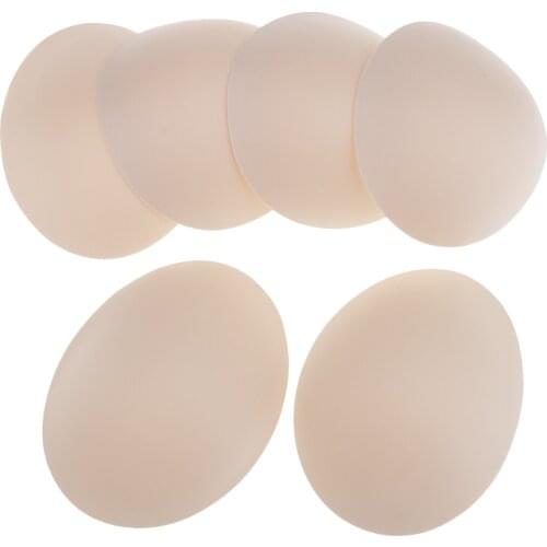 3 Pairs Beige Soft Round Bra Pads Inserts for Sports Bikini Top Swimsuit Bra 0.7cm Thickness