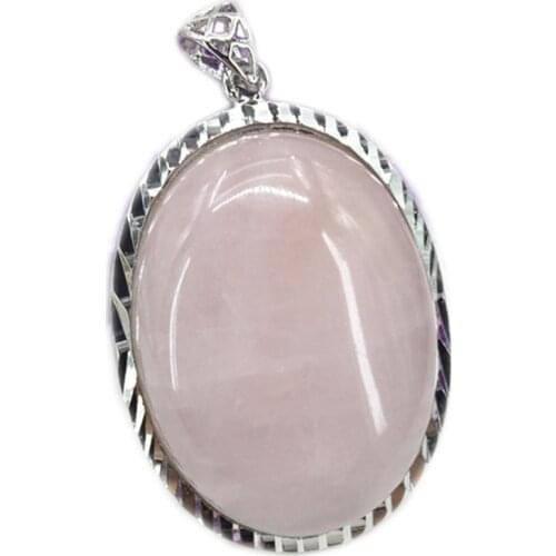 33*44mm Charms Pendant for Women Natural Pink Stone Jades Chalcedony Pendants Oval Shape Diy Necklace Accessories Findings B3069