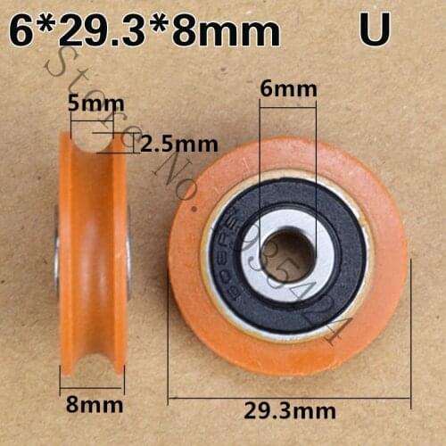 SWMAKER 6*29.3*8mm U type groove pulley wheel bag glue bag plastic pulley bearing 3D printers, carving machine