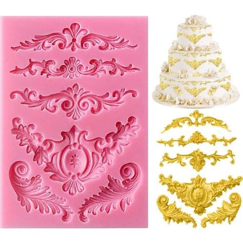 1 Pc Sculpted Vintage Flower Lace Silicone Fondant Cake Decor Sugar Icing Mold Useful Bakeware Home Kitchen Baking Cake Model