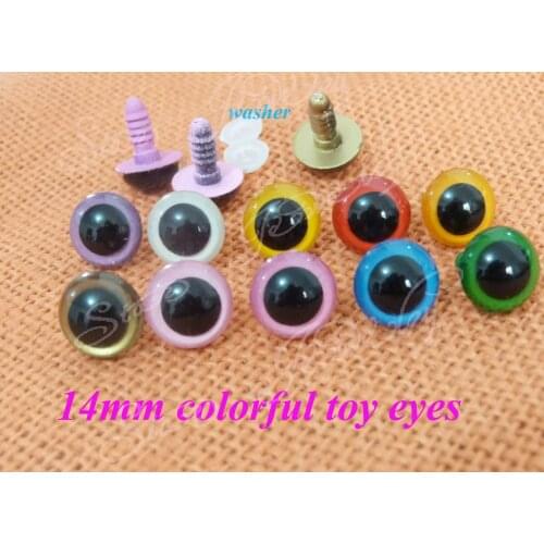 40pcs/lot---14mm plastic round shape safety toy eyes + white color washer for decoration plush animal doll